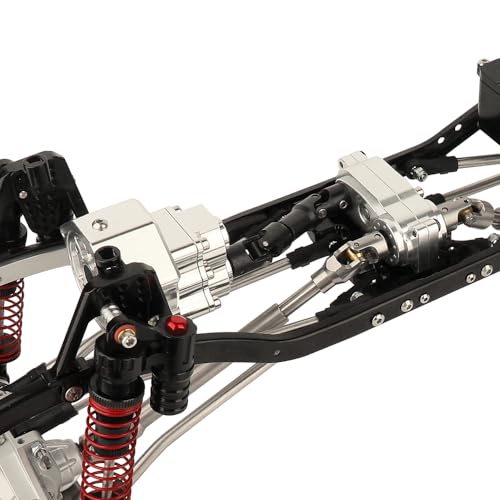 Metal 6x6 RC Car Chassis Frame with Front Middle Rear Axles Prefixal Gearbox for Axial SCX10 II 90046 90047 1/10 RC Crawler Car Parts,Thickened Battery Tray (Silver)