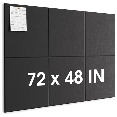 MaxGear Extra Large Bulletin Board 72" x 48", Black Felt Wall Tiles Pushpin - color: Black, size: 72" x 48"