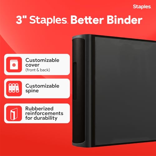 Staples Better 3-Inch D-Ring Binder, Heavy-Duty, Black, 600 Sheets - color: Black, size: 3-Inch