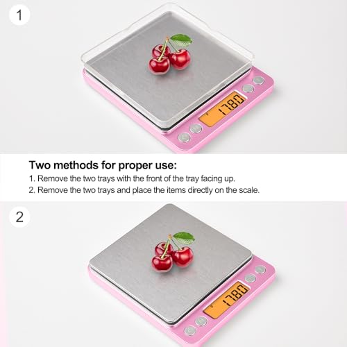 0.01g High Precision Kitchen Food Scale, Diyife 500g Portable Digital Scale - color: Pink