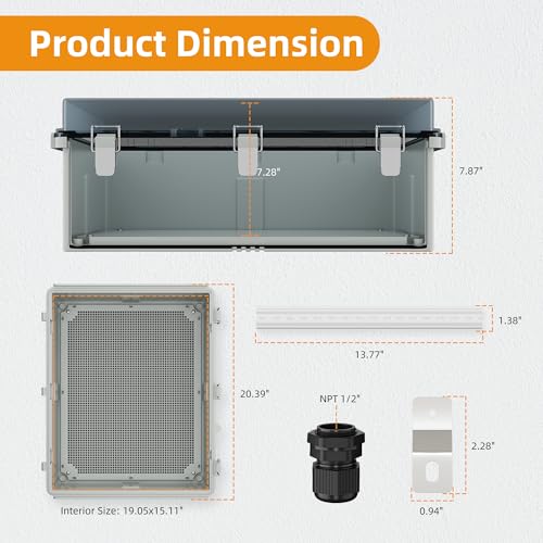 Joinfworld Outdoor Cable Enclosure 19.7x15.7x7.9 Waterproof Junction Box - size: 19.7 x 15.7 x 7.9 inches