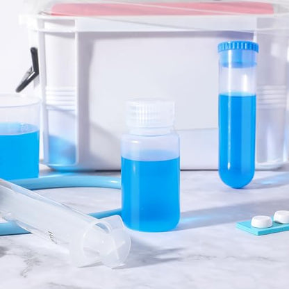 Hoolerry 20 Pcs 2oz 60ml Plastic Sample Bottles Laboratory Grade Polypropylene Wide Mouth Reagent Bottles Clear Liquids Storage Containers with Lids Leak Proof Containers for Lab Classroom - size: 2oz/ 60ml