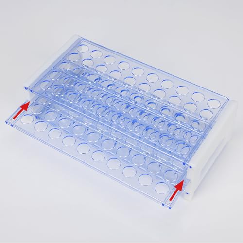 Labasics Test Tube Rack, 3-Tier Detachable Blue Plastic Test Tube Rack Tube Holder Stand Rack for Laboratory Scientific Experiments, 0.51 in 50-Place - size: 0.51 in