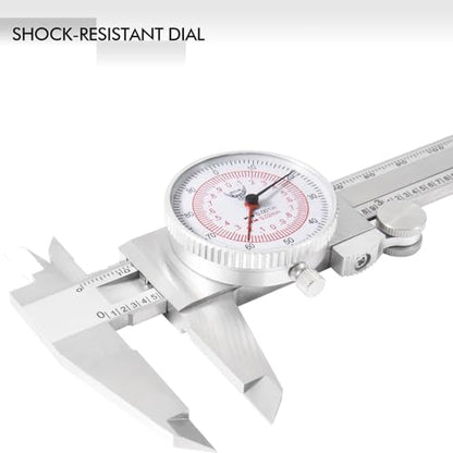 PECtools 6 Inch Dial Caliper, DIN 862 Double Dial Inch/Metric Combined - size: 6“/150mm