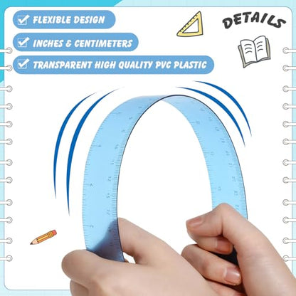 60 Pcs 12 Inch Bulk Plastic Clear Rulers, School Supplies, Ocean - color: Ocean