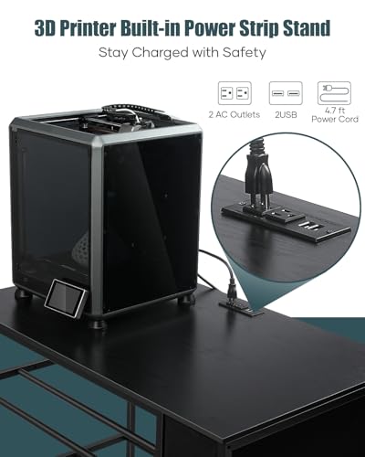 AHOWPD 3D Printer Table with Filament Storage Rack & Drawer Organizer - color: Black