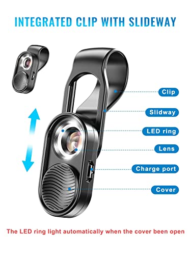 APEXEL 100x Phone Micro Lens with LED Light for Smartphone Macro & Microscope