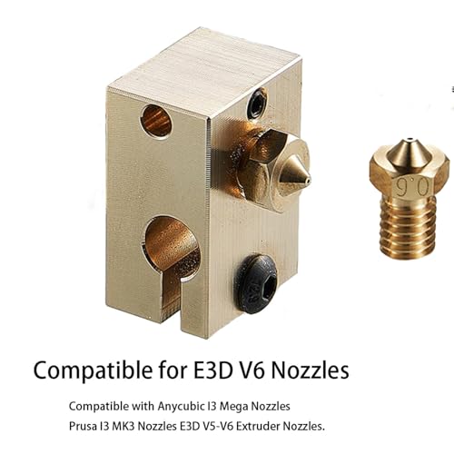 16Pcs V6 Brass Nozzles 0.6mm Compatible with E3D V5 V6 Hotend, Prusa i3 MK3 MK3S, ANYCUBIC I3 Mega, Anet A8, M6 Thread 3D Printer Nozzle for 1.75mm Filament, - style: 16Pcs V6 Nozzles 0.6mm