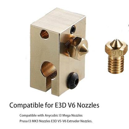 16Pcs V6 Brass Nozzles 0.6mm Compatible with E3D V5 V6 Hotend, Prusa i3 MK3 MK3S, ANYCUBIC I3 Mega, Anet A8, M6 Thread 3D Printer Nozzle for 1.75mm Filament, - style: 16Pcs V6 Nozzles 0.6mm