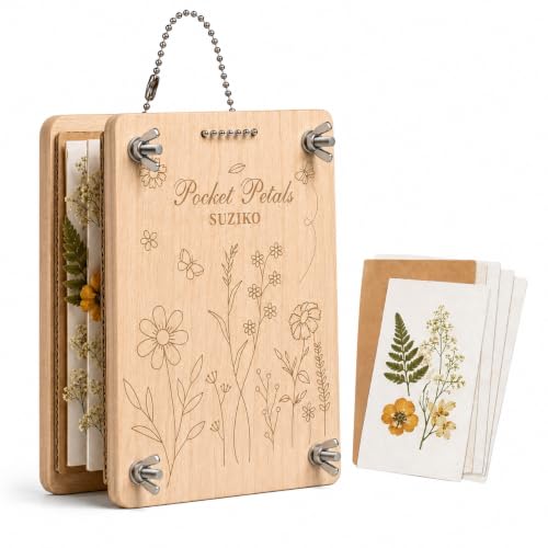 Suziko Pocket Flower Press Kit, Portable Mini Wooden Flower Press with10 Layers Drying Boards & Papers