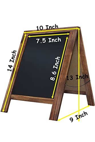Rustic Whitewash Double Sided Chalkboard, 7.5"*8.6" Tabletop Stand, Small Countertop Chalkboard Easel with 8Pcs Liquid Chalk for Menu, Kitchen, Restaurants, Bar, Wedding and Home Decor - color: Torched Brown