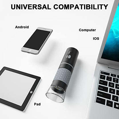 4K 3840x2160P Wireless Digital Microscope, Handheld HD USB Inspection Camera Endoscope 50x-1000x Magnification, Compatible with iPhone iPad Android Phone Tablet Windows Mac (with Stand)
