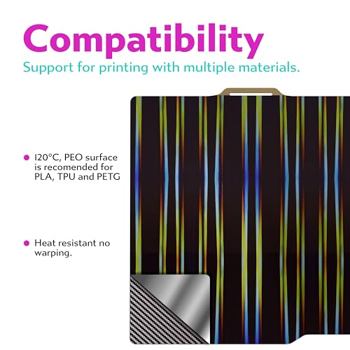 Cookiecad Cookie Sheet - Holographic 3D Printer Build Plate - Double Sided Reflective 3D Printer Bed, Flexible Spring Steel 3D Printer Platform (Chromatic Light Beams, 235x235) - size: 235x235, style: Chromatic Light Beams