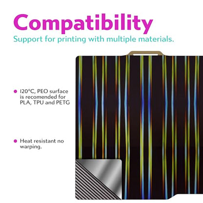Cookiecad Cookie Sheet - Holographic 3D Printer Build Plate - Double Sided Reflective 3D Printer Bed, Flexible Spring Steel 3D Printer Platform (Chromatic Light Beams, 235x235) - size: 235x235, style: Chromatic Light Beams
