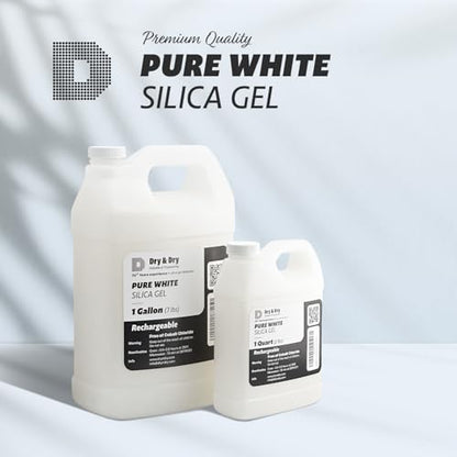 Dry & Dry [1.9 LBS] Premium Pure & Safe White Silica Gel Beads(Industry Standard 3-5 mm) - Rechargeable Silica Beads, Silica Gel, Desiccant Beads, Moisture Absorbers - color: White, size: 1.9 lbs