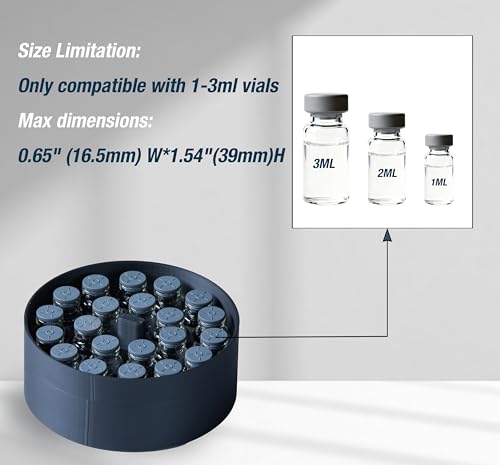 Peptide Container for Fridge, 3ml Vial Inserts with 1 Food Jar 22oz, 27 Vials Holder, Fits 1ml 2ml 3ml Peptide Vial Storage, No Vials