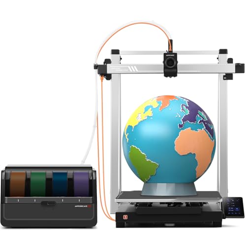 (Bundle Anycubic Kobra 3 Max Combo) Anycub 3D Printer, Support Multi Color Printing 600mm/s High-Speed Printing, Large Build Volume 420x420x500mm