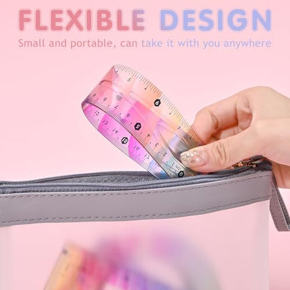 4 Pcs Flexible Rulers Set, Geometry Kit, Bendable Rulers (8 Inch)