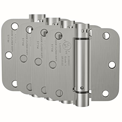 HOSOM 4 Pack Self Closing Door Hinges 3.5 Inch Spring Hinge, Brushed Nickel - color: Brushed Nickel-5/8'', size: 3.5" 4 Pack
