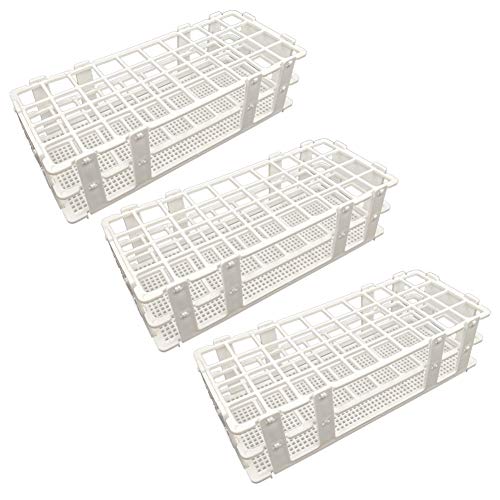 3 Packs Plastic Test Tube Rack, 40 Holes Lab Test Tube Rack Holder for 20mm Test Tubes, White, Detachable (40 Holes) - color: 40 Holes