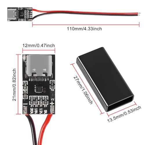 5PCS Type-C PD3.0 QC Trigger Board USB-C PD 5V 9V 12V 15V 20V DC Fixed Voltage Power Module 5A With Housing for Household Electronics - color: 5PCS With shell