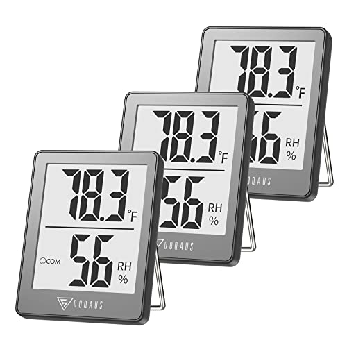 DOQAUS 3 Pack Digital Hygrometer Indoor Thermometer Humidity Monitor, Grey - color: Grey, size: 3 Pack