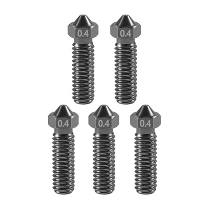 Aokin 5 Pcs 0.4mm 3D Printer Hardened Steel Nozzles for Volcano Nozzle with High Temperature Wear Resistant for Anycubic Vyper, Kobra Max, Kobra Plus, 1.75mm Filament 3D Printer - color: 0.4mm