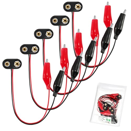 CHANZON UL Wires 5 Pcs 9V Battery Snap Alligator Clips T-Type - color: 10)T-type Alligator Clips 5pcs
