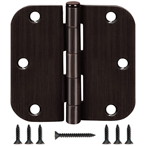 TDCHINGES Rounded Door Hinges 3.5" x 3 1/2" Oil Rubbed Bronze 5/8" 6 Pack - color: Oil Rubbed Bronze-Rounded, size: 6 Pack-no squeak