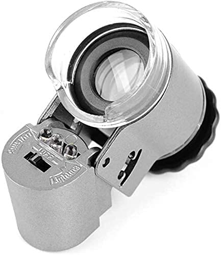 Mini Magnifying Glass 50X Handheld Pocket Magnifier with Built-in UV and LED Light, Professional Jewelry Jade Microscope Portable Pocket Magnifying Glass for Reading, Inspection, Observing, Jewelry - color: Gray