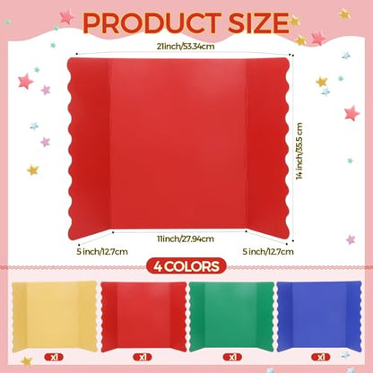 Mooliwe 21" X 14" 4 Pack Scalloped Trifold Poster Board, Rainbow - color: Rainbow, size: 21" X 14"