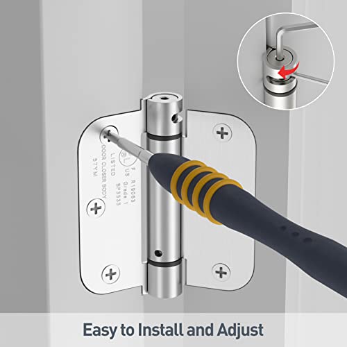 HOSOM 3 Pack Self Closing Door Hinges 3.5 Inch Spring Hinge, Brushed Nickel - color: Brushed Nickel-5/8'', size: 3.5" 3 Pack