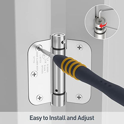 HOSOM 3 Pack Self Closing Door Hinges 3.5 Inch Spring Hinge, Brushed Nickel - color: Brushed Nickel-5/8'', size: 3.5" 3 Pack