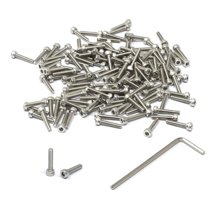 iexcell 100 Pcs M2.5 x 12mm Thread Pitch 0.45 mm Stainless Steel 304 Hex Socket Head Cap Screws Bolts Kit - size: M2.5 x 12mm