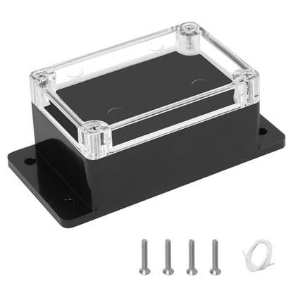 Project Box IP65 Waterproof ABS Plastic Electrical Junction Box with Clear Cover Enclosure with Fixed Ear, Black 3.9"x 2.6"x 1.9"(100x68x50mm)(Pack of 1) - color: 1 pack, size: 3.9"x 2.6"x 1.9"