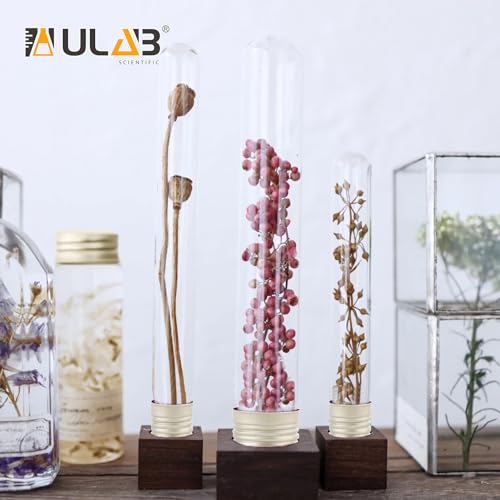 ULAB Scientific 50pcs 25ml Glass Test Tubes with Aluminum Screw Caps, Borosilicate Glass, Dia.18x145mm, Thickness 0.8-1.0mm, UTT1025 - style: 50pcs 25ml Glass Test Tubes with Stopper