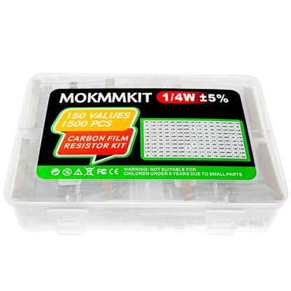 150 Values 1500 Pieces Resistor Kit 0 Ohm-10M Ohm 1/4W 5% - style: 1/4W 5% 1500 PCS