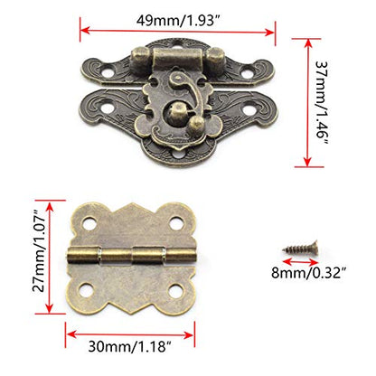 SDTC Tech Retro Design Jewelry Box Hardware Kit (2X Hasp Catch + 4X Hinges) - color: M2B4 KIT