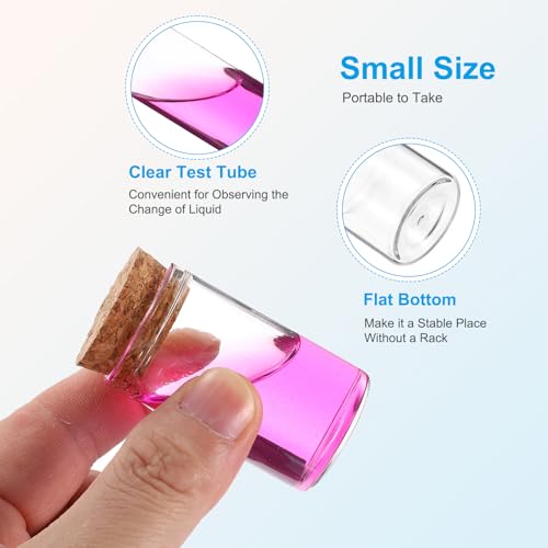 PATIKIL 20ml Test Tubes, 12pcs 1.97x1.18 Glass Clear Flat Bottom Test Tube Containers with Cork Stopper for Bead Party Candy Bath Salt Storage Scientific Experiment Plant Propagation - size: 20ml