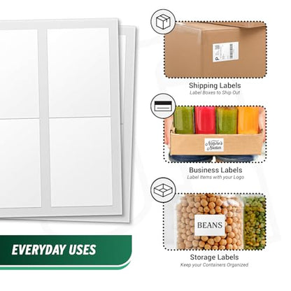 Blank Rectangle Labels, White, 3.5" x 5" - size: 3.5" x 5"