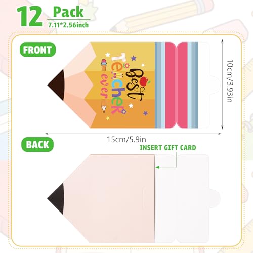 LOKIPA 24PCS Teacher Gift Card Holders, Pencil Gift Card Holder Back to School Gifts Teacher Appreciation Gifts Cards Thank You Greeting Bulk for Graduation Party Supplies