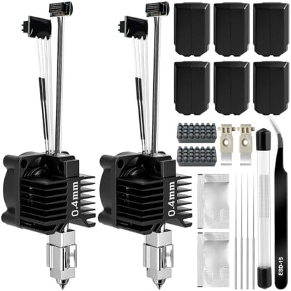 2Pack 0.4MM Hotend Kit for Bambu Lab P1S/P1P, Integration P1S Hotend with Fan, High Speed Printing P1S Extruder Heating Block P1S Hot End and Filament Cutter Blade for Bambu Lab P1 Series 3D Printers - size: P1S Hotend Kit-11