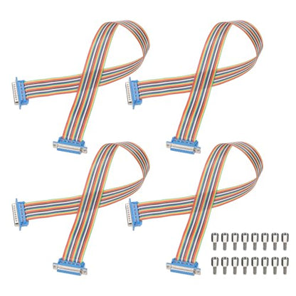 MECCANIXITY 4 Pcs IDC Rainbow Wire Flat Ribbon Cable DB25 Male to DB25 Female 19.7 Inch Length 2.54mm Pitch Breadboard Jumper Wires for Electronic Projects - size: 19.7 Inch, style: DB25 Male to DB25 Female