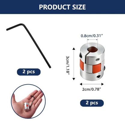2 Pcs 8mm to 8mm Flexible Shaft Coupling – Aluminum Plum Spider Jaw Coupler D20 L30 for 3D Printer, CNC, Stepper Motor - size: 8x8mm