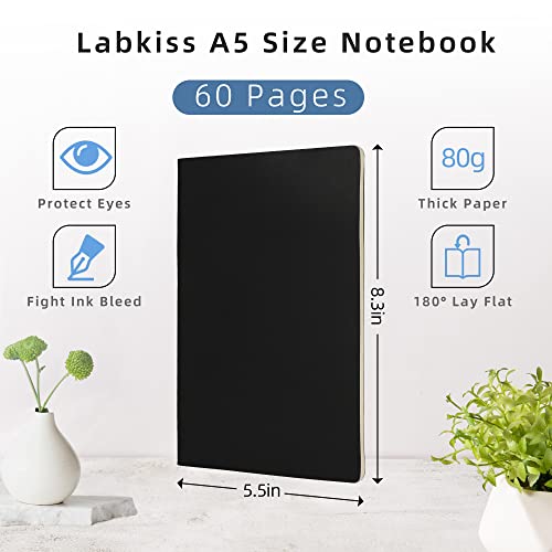 24 Pack College Ruled Notebook & Journal Bulk, Black Cover, Line Thick Paper, A5 Size, 5.5x8.3 inch, 60 Pages, Small Subject Note Pad Planner Set for Women Men Kids Traveler Student Office - color: Black, style: Black-24-Line
