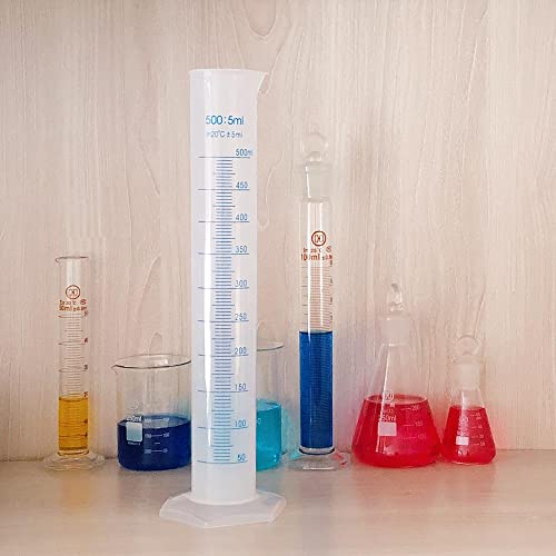 500ml Plastic Measuring Graduated Cylinder, Polypropylene Plastic, 2-Sided Marking, Ideal for Science, School and Home Lab, HUAOU, Pack of 1 - size: 500ml