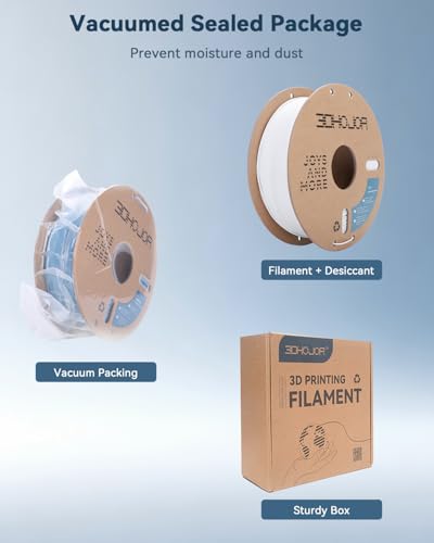 3DHoJor PLA Filament 1.75mm 3D Printer Filament,1kg Cardboard Spool (2.2lbs) Fit Most FDM 3D Printer,Dimensional Accuracy +/- 0.03 mm,Vacuum Packaging-Cold White - color: Cold White