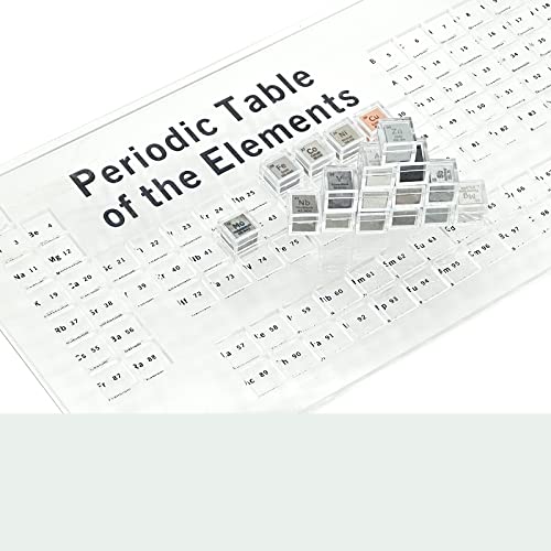 18 Pieces Element Cube Set Density Cubes Pure Metal with Acrylic Plexiglass Tray, Element Cube Set for Periodic Table of Elements Collection, Pure Tungsten Block, Iron, Aluminum, 15 More