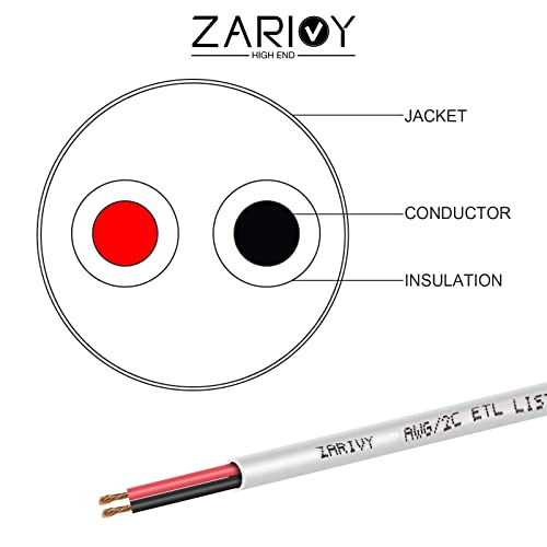 50 Feet 14 Gauge 2 Conductors Red Black Wire with Fire Resistant White Jacket, 14/2 AWG CL2 Rated Loud Speaker Cable, 14AWG Electrical Hookup Wire LED Strips Extension Cord Cable - size: 50 Feet, style: 14/2 Gauge CCA