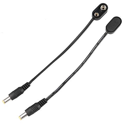 9V Battery Clip Converter Power Cable Connector 2.1 x 5.5mm Straight Angle - size: Straight Angle, 2 Cable